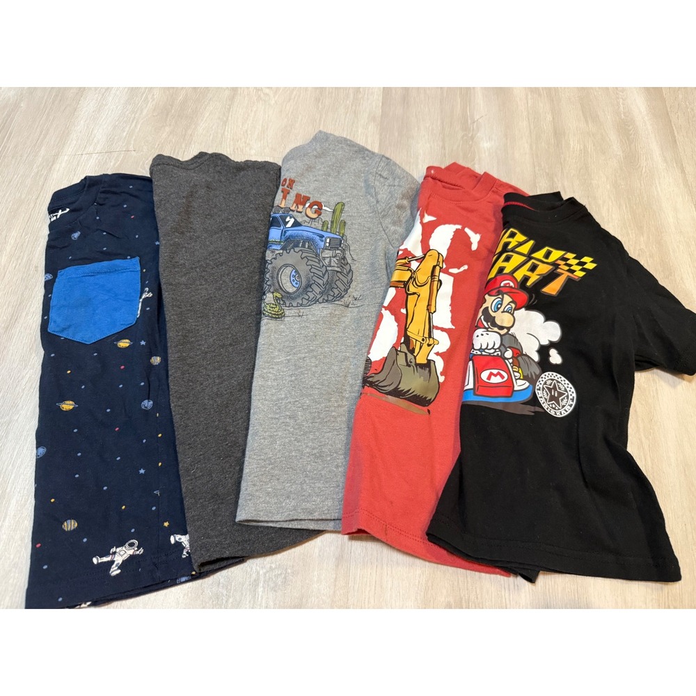Mixed Brand Graphic T-Shirt Bundle Kids Size 4 4T‎ Multicolor Good 5-Pack Mario